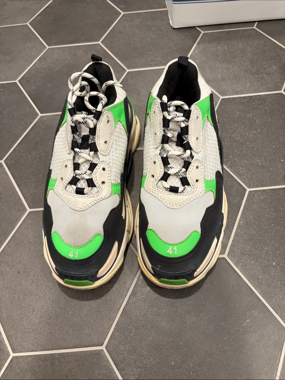 BALENCIAGA Women's Triple S Sneaker Size 11 In White/Green